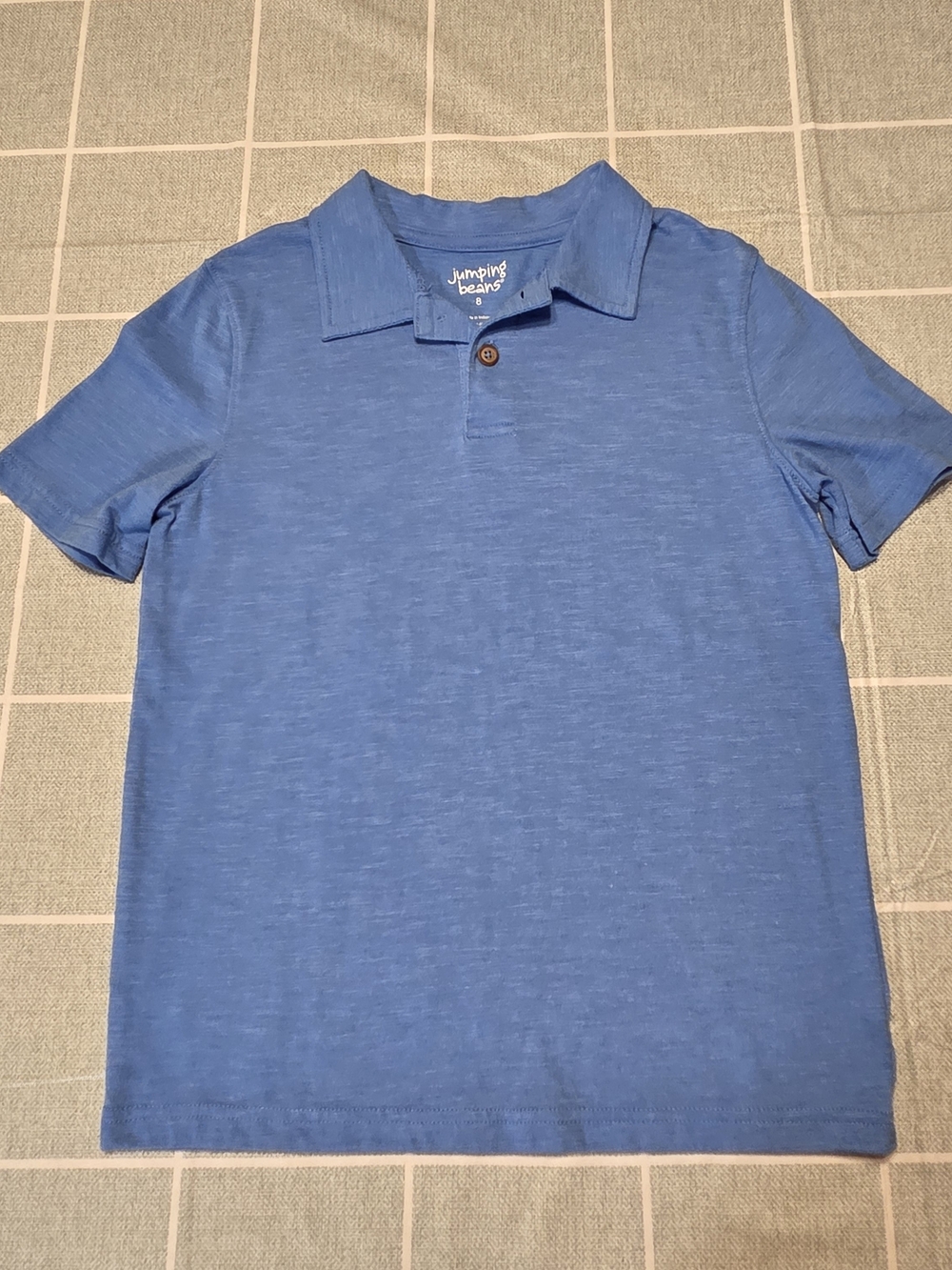 Jumping Beans Boys Blue Short-Sleeve Polo With Buttons for Kids Size 8